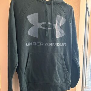 Under Armour Men's Dark Green Pullover Hoodie with Large Logo